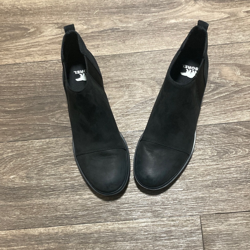 Womens Sorel Black Leather Suede Evie Boots size 8.5